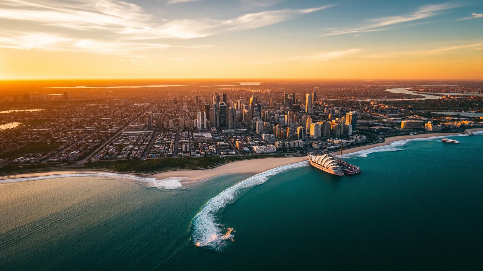 Aerial view of Australian coastline